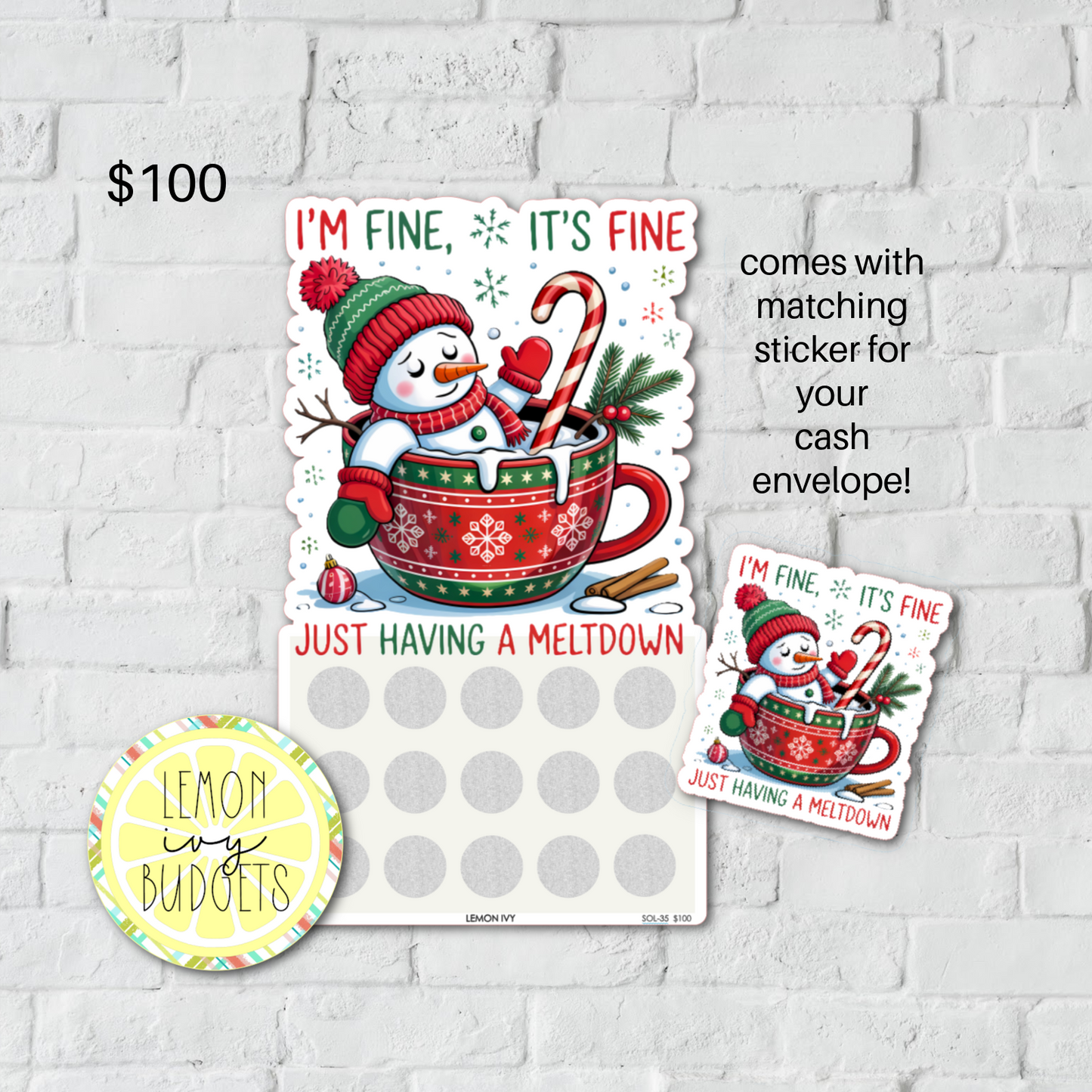 Christmas Snowman Scratch Off Savings Challenge, SOL-35