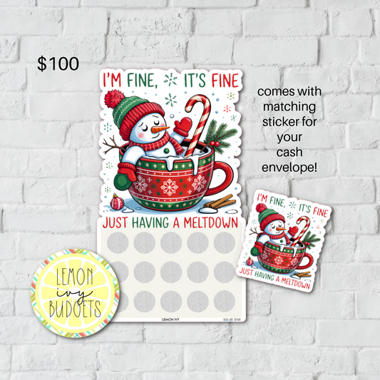Christmas Snowman Scratch Off Savings Challenge, SOL-35